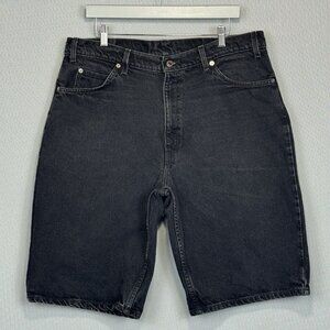 Vintage 90s Levis Jean Shorts Mens 38 Black 560 Orange Tab 1997 DIstressed Denim